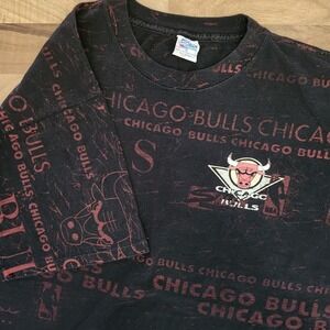 90s Salem sportswear shattered tag Chicago bulls all‎ over print tee Sz XL